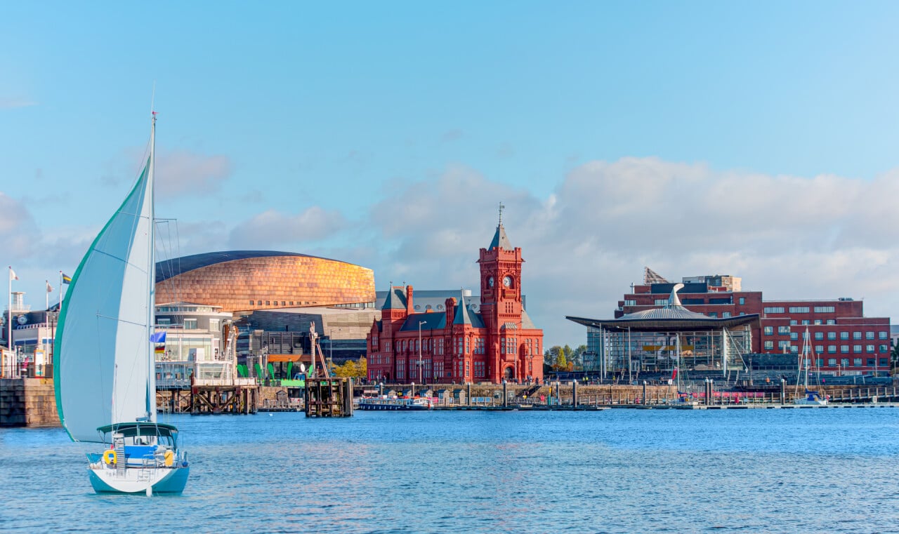 Panoramic view of the Cardiff Bay